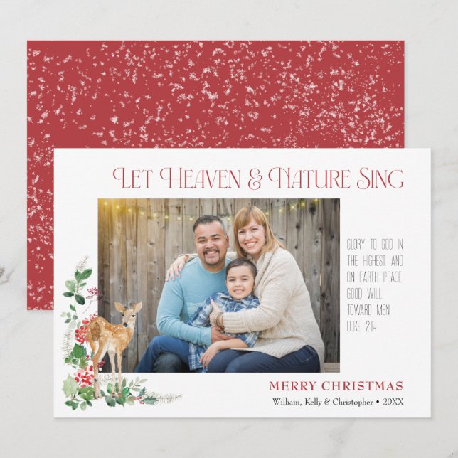 Let Heaven & Nature Sing Flat Holiday Card (Front/Back)