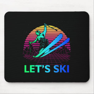 Let Is Ski Colourful Vintage 90s 80s Skiing Winter Mouse Pad