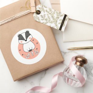 Let it be Kawaii funny raccoon smiling white-pink Classic Round Sticker