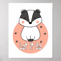 Let it be Kawaii funny raccoon smiling white-pink 