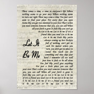Let It Be Me Song Lyric Vintage Script Print