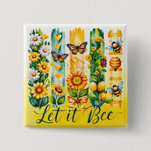 Let It Bee 2 Inch Square Button