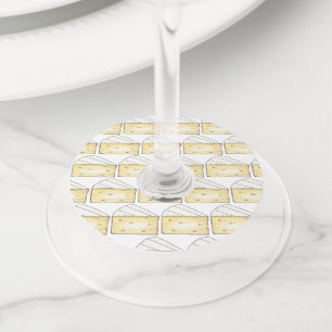 Let It Brie French Cheese Wedge Cocktail Party Wine Glass Tag