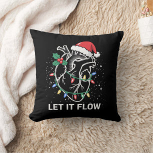 Let It Flow Anatomy Heart Cardiac Nurse Santa Hat Throw Pillow