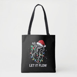 Let It Flow Anatomy Heart Cardiac Nurse Santa Hat Tote Bag