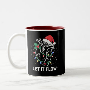 Let It Flow Anatomy Heart Cardiac Nurse Santa Hat Two-Tone Coffee Mug