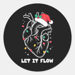 Let It Flow Anatomy Heart Santa Xmas Classic Round Sticker