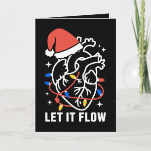 Let It Flow Christmas Anatomical Heart Lights Xmas Card