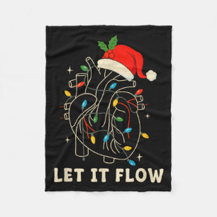 Let It Flow Funny Anatomical Heart Christmas, Medi Fleece Blanket