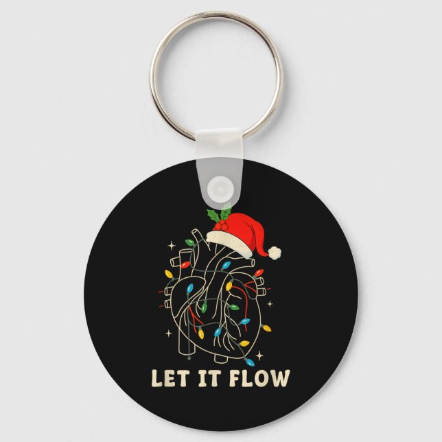 Let It Flow Funny Anatomical Heart Christmas, Medi Keychain (Front)
