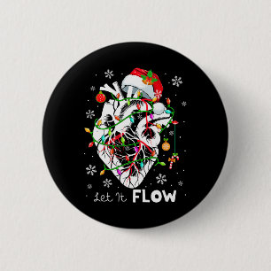 Let It Flowing Xmas Anatomy Santa Heart Part Cardi 2 Inch Round Button
