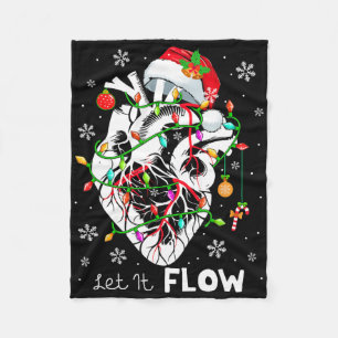 Let It Flowing Xmas Anatomy Santa Heart Part Cardi Fleece Blanket