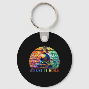 Let It Go Buddha Meditation Art Colourful Zen Budd Keychain