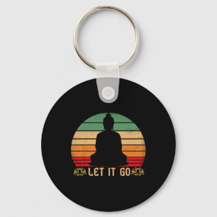 Let It Go Buddha Meditation Vintage Zen Buddhist  Keychain