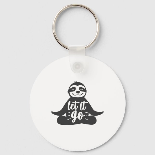 Let It Go Sloth Yoga Yogi Gift  Keychain (Front)