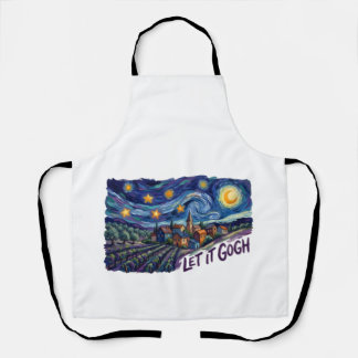 Let It Gogh" Features Gogh Painting Funny Pun Art Apron