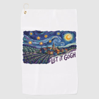 Let It Gogh" Features Gogh Painting Funny Pun Art Golf Towel