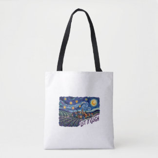 Let It Gogh" Features Gogh Painting Funny Pun Art Tote Bag