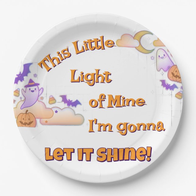 Let It Shine Christian Halloween Paper Plates  (Front)