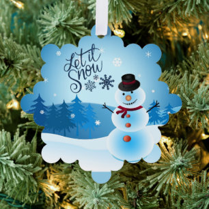 Let It Snow Add Signature & Greeting Gift Tag Ornament Card