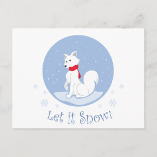Let It Snow! (Arctic Fox) Holiday Postcard