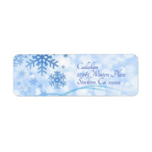 Let it Snow Blue Address Label