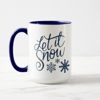 Let It Snow Blue and White Coffee & Cocoa Mug