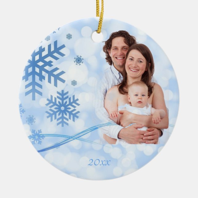 Let it Snow Blue Christmas Ornament (Front)
