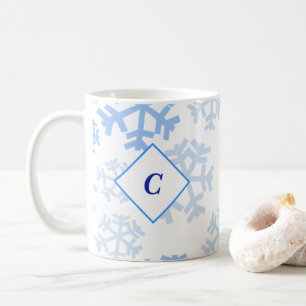 Let it Snow Blue Monogram Mug