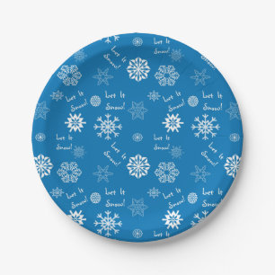 Let It Snow Blue Paper Plate