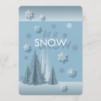 Let It Snow Blue Photo Invitation