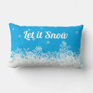 Let it Snow Blue Reversible Throw Pillow