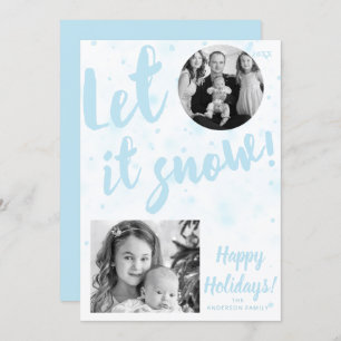 Let it Snow Blue White Simple Holiday Invitation