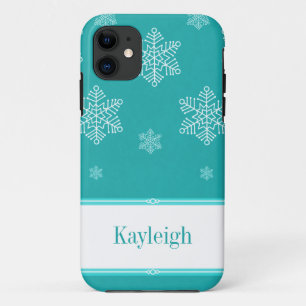 Let it Snow BT iPhone 5 Case, Aqua iPhone 11 Case