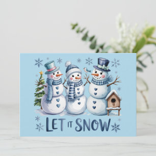 Let It Snow Buffalo Plaid Christmas Family Winter  Holiday Card