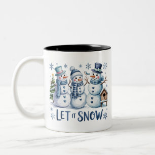 Let It Snow Buffalo Plaid Christmas Family Winter Two-Tone Coffee Mug