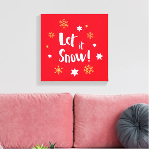 "Let it Snow!"  Calligraphy Christmas Red Canvas Print