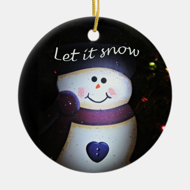 Let It Snow Ceramic Ornament (Front)