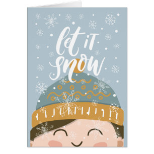 Let It Snow, Child in Winter Hat Art, Christmas