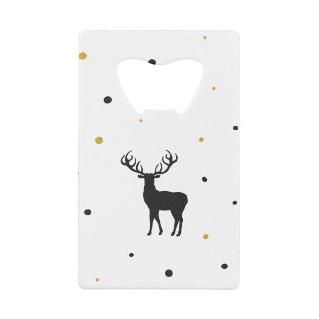 Let It Snow Christmas Art Cartoon Reindeer Image  Credit Card Bottle Opener (Front)