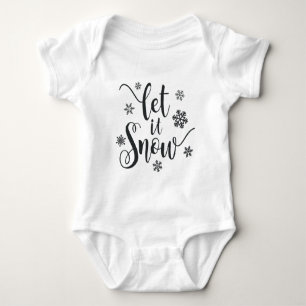 Let It Snow Christmas Calligraphy Baby Bodysuit