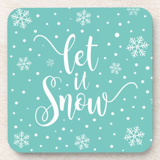 Let It Snow Christmas Calligraphy | Coaster (Front)