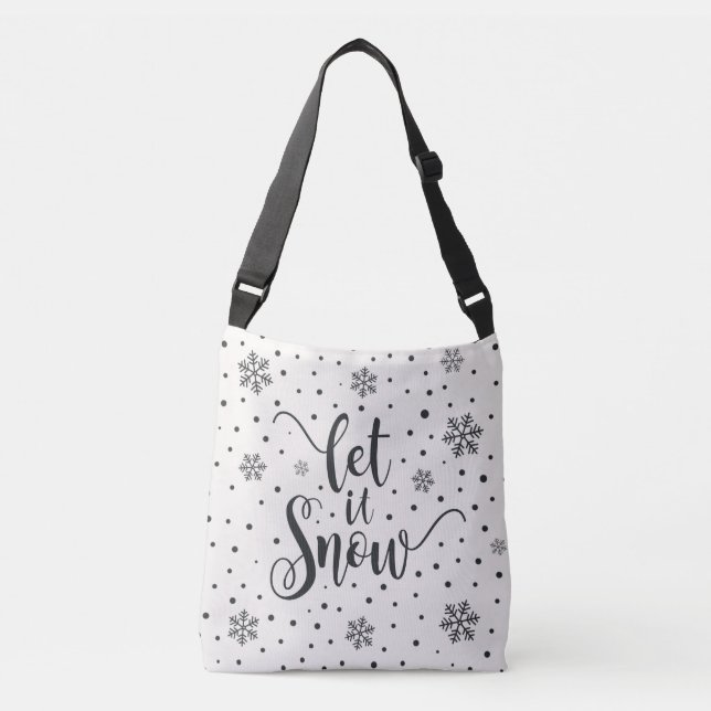Let It Snow Christmas Calligraphy | Crossbody Bag (Front)
