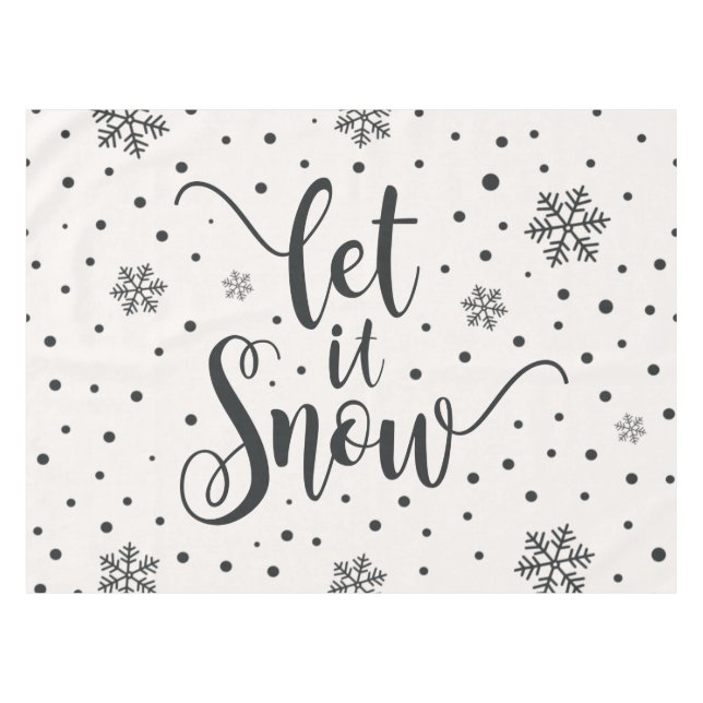 Let It Snow Christmas Calligraphy | Tablecloth (Front (Horizontal))