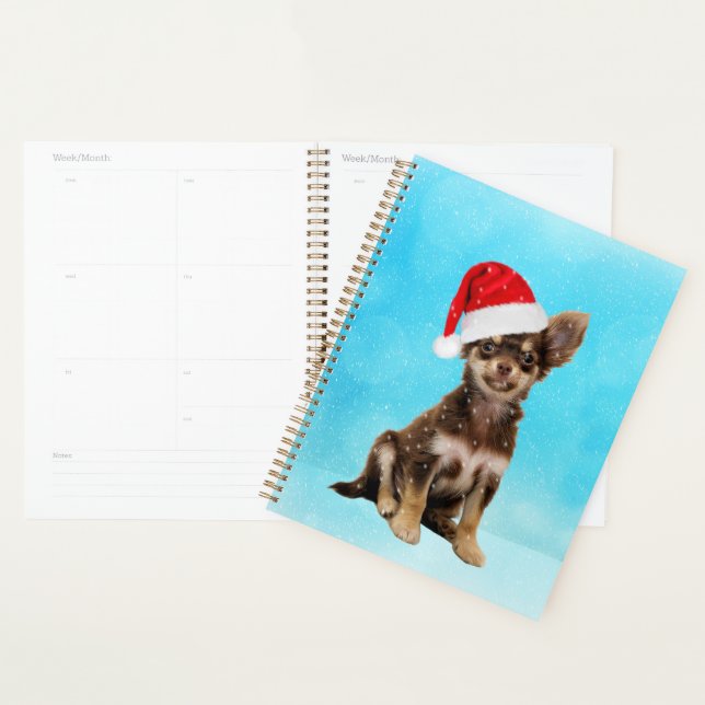 Let it Snow Christmas Chihuahua Dog Wearing Hat Planner (Display)