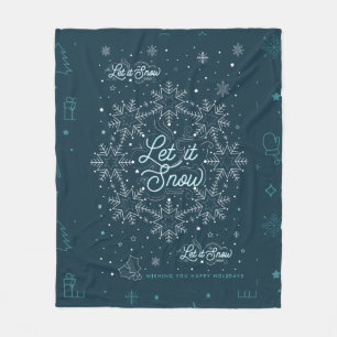 Let It Snow Christmas Fleece Throw Blanket