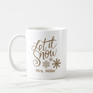 "Let it Snow" Christmas Gold Glitter Coffee Mug