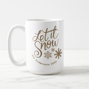 "Let it Snow" Christmas Gold Glitter Coffee Mug
