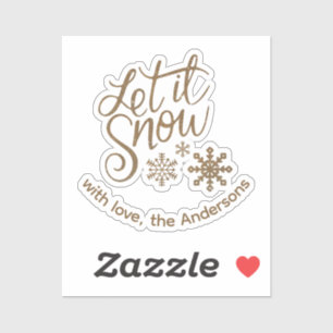 "Let it Snow" Christmas Gold Glitter Custom Text