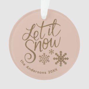 "Let it Snow" Christmas Gold Glitter Ornament